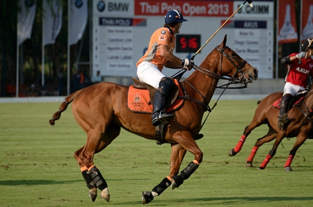The clock ticks down on the scoreboard as Thai Polo hold a narrow lead in the final chukka.