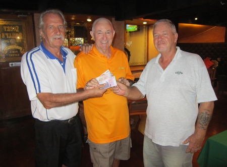Happy 50/50 winners, the two Barry’s with William Macey.