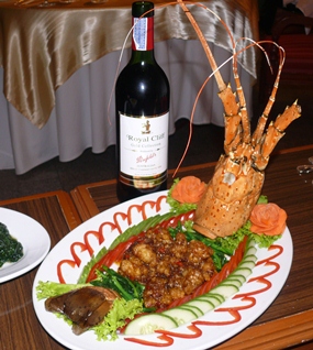 King Lobster in an XO sauce and some spinach with garlic.