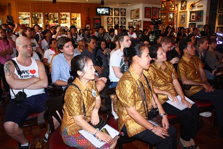 Troop of local and national press attend the conference at the Hard Rock Café
