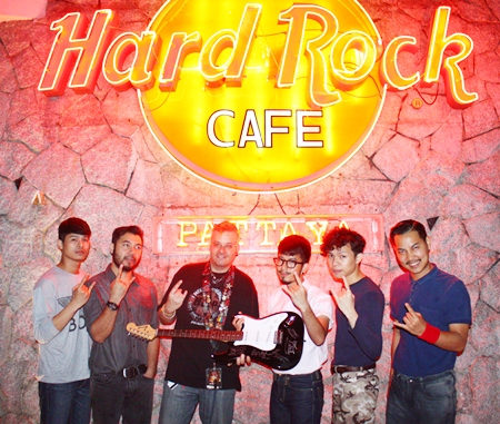 25 Hours pose for a photo before their performance at Hard Rock Café Pattaya on Saturday, March 2.