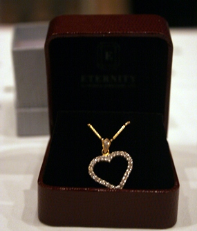 A pretty heart pendant, one of many auction items.
