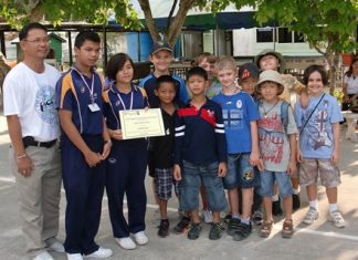 The Regent’s School Pattaya students present Baan Koh Phi Phi with their donation.