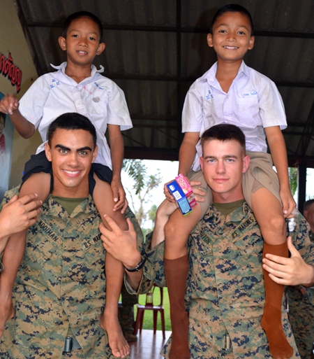 As usual the children melted the hearts of the Marines.