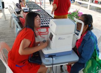 Free eye exams are part of the Sattahip mobile unit’s services offered to the community.