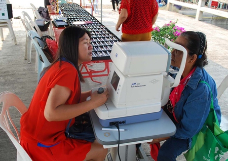 Free eye exams are part of the Sattahip mobile unit’s services offered to the community.