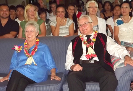 Fred and Dianne Doell say goodbye at their farewell party.