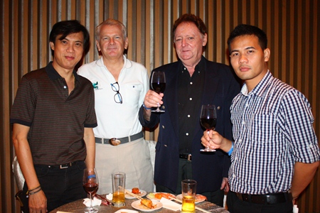 (L to R) Pichai Visutriratana, Director of Worldwide Destinations Asia Co., Ltd.; Andrew Wood, National President of Skål International Thailand and director of Worldwide Destinations Asia Co., Ltd.; Allan Riddell, Director of the South African-Thai Chamber of Commerce, and Pasit Foobunma, board member & web master for the South African-Thai Chamber of Commerce.