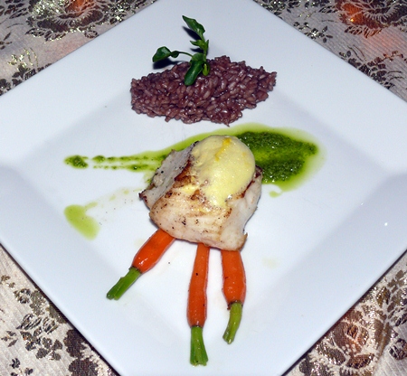 The choice for the main course included snow fish.