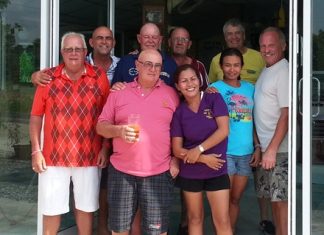 Grieg Ritchie, Arab Russell and Lot Philp (front) with the departing Perth boys in the background.