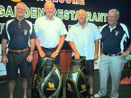 The winning team - Bob Watson and Max Scott with PSC President Tony Oakes (left) and PSC Golf Chairman Joe Mooneyham (right).
