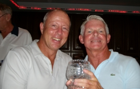 Plate winner Mark Bonner (right) collects his trophy from Jez.