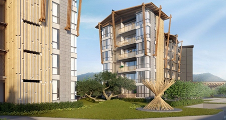 An artist’s drawing shows the ‘Zen Next’ condominium in Khao Yai.