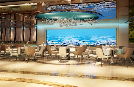 Oceana all-day dining restaurant features a unique aquatic theme.