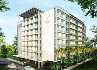 An artist’s drawing shows the AbaTalay Condominium in Jomtien.