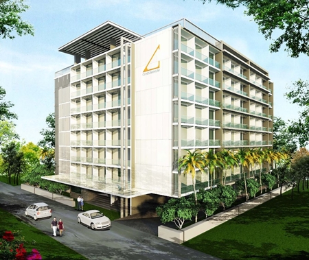 An artist’s drawing shows the AbaTalay Condominium in Jomtien.