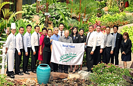 Chatchawal Supachayanont (centre), GM of Dusit Thani Pattaya together with his management team celebrated the hotel’s latest achievement: receiving the ‘Certificate of Five Leaves’ presented by the Green Leaf Foundation (Thailand) recently. The award is in recognition of the hotel’s excellent management of its green practices and initiatives. The Certificate of Five Leaves is the highest recognition that signifies outstanding performance and Dusit Thani Pattaya has been enjoying the accolade since 2003. Earlier, the hotel was also awarded the Silver Certification Status from Earth Check after it successfully sustained its first Silver Status two years ago.