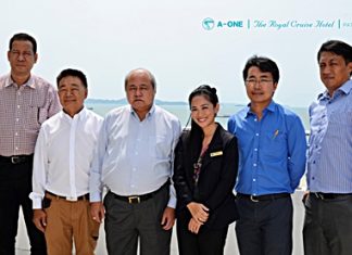 In preparation for the imminent forming of the ASEAN Economic Community (AEC) in 2015, Borisuth Prasopsub (3rd left), Executive Director of the Tourism Authority of Thailand (TAT) Eastern Region invited top TAT executives from Rayong, Chantaburi and Chonburi to a seminar to plan strategies for handling the influx of tourists from these countries. The meeting was held at A-One The Royal Cruise Hotel Pattaya, where Sunee Vaewmanee (3rd right), the PR manager welcomed them. The guests included Chuchart Oncharoen, Director of TAT Rayong & Chanthaburi; Chairat Trirattanajarasporn, Chairman of Rayong Tourist Association, Watcharapol Sarnsorn, Marketing Consultant of TAT Rayong & Chanthaburi; and Chaiwat Tamthai, Assistant Director of TAT Pattaya.