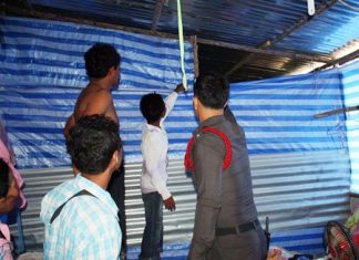 Friends show police where the boy had climbed to hide, and where he was found dead.