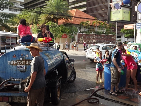 Water broker Bunim Kallanee says demand for his water is way up during Songkran.