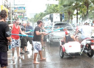 The giant water fight commonly known as Songkran has entered its final hours, with Pattaya thoroughly waterlogged and residents either thoroughly annoyed or gearing up for tonight’s April 19 finale. The annual rice festivals close out Songkran week starting at noon April 20 in Naklua and at Nong Yai Temple beginning at 6:30 p.m.