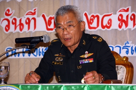 ISOC Chonburi Deputy Director Maj. Gen. Ronakorn Dulyarat presides over the latest recruitment meeting.