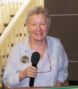 Speaker Margot Weinmann of the National Museum Volunteers (NMV) of Thailand began her presentation by giving a brief history of the organisation, since founding in 1969. Margot said its’ proudest moment was when a carved lintel from the Phanom Rung temple near Buriram was returned, after being discovered in a Chicago Museum.