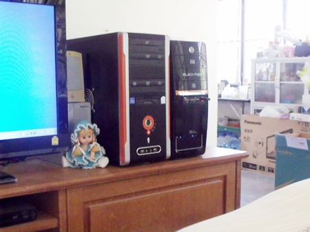 The new computer is hooked up and soon Barry will become an expert.