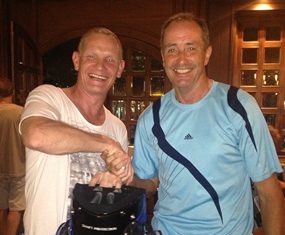 Martin Grimoldby (right) was the low gross and A Flight winner at Crystal Bay.