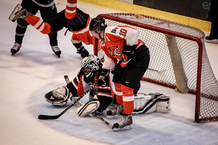 Hong Kong Tiger Greg Smyth takes up residence in Flying Farang’s goalmouth.