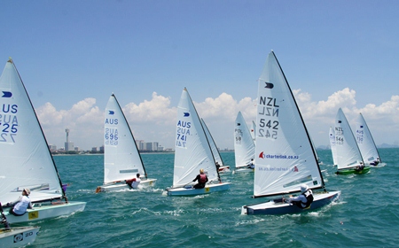 Superb sailing conditions greeted the international field of sailors at the OK Dinghy World Championship, being held at Royal Varuna Yacht Club from March 31 – April 5. (Photo courtesty OKDIA)