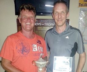 Golfer of the Month for March and ace putter Colin Greig (left) with KPK Voucher winner, Mark Stanley.