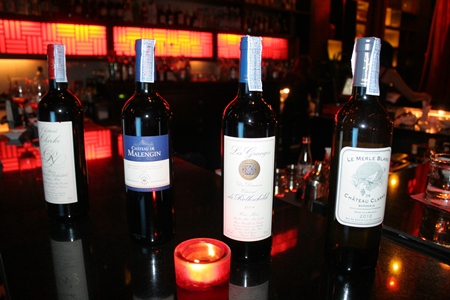 Rothschild wines under the “Compagnie Vinicole Baron Edmond de Rothschild” label are lined up and ready for the evening guests.