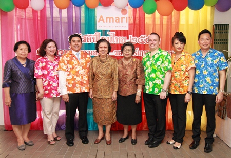 Yutthachai Charanachitta, President & CEO of Amari Estates Co., Ltd. together with the management of Amari Watergate Bangkok, led by General Manager Pierre Andre Pelletier, recently hosted a lunch and presented gifts to orphans at the Thai Red Cross Children’s Home on the occasion of Thai New Year. They were welcomed by Khunying Somsri Kantamala, Secretary General of the Thai Red Cross Children Home. (L to R) Piriya Aungsuvon, Chatrapee Kantariyo (EAM), Yutthachai Charanachitta, Khunying Somsri Kantamala, Surat Kajittanon, Pierre Andre Pelletier, Nichaya Chaivisuth (Amari Watergate Bangkok Director of Communications & PR) and Khajohnsak Ngiempaisal (Amari Watergate Bangkok Director of Sales & Marketing).