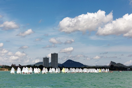 Stunning racing conditions at the 2013 Thailand Optimist National Championships. Photo by Guy Nowell.