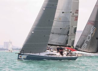 Foxy Lady leading off the line on Day 3 of the 2013 Top of the Gulf Regatta