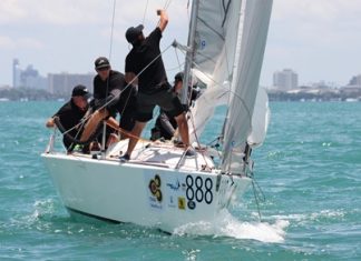 Black Betty and crew on their way to winning the Coronation Cup at the 2013 Top of the Gulf Regatta.