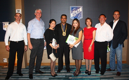 (L to R) David Roberts (General Manager of Nova Platinum Hotel), Brendan Daly (GM of Amari Orchid Pattaya), Dueanpen Thongsombat (Assistant Director of Sales, Amari Orchid Pattaya), Tony Malhotra (President of Skål International Pattaya and East Thailand), Alissara Khamprachom (Furama Hotel Jomtien Beach), Porntip Pibarnwong (Director of Sales for Amari Orchid Pattaya), Pinyo Siriton (Sales Director with Amari Orchid Pattaya) and Richard Margo (Resident Manager of Amari Orchid Pattaya).