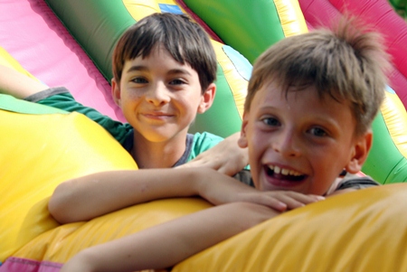 Several children spent most of the day on the bouncy castle.