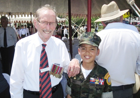 PFC Bret Mays with an Australian POW survivor of the Death Railway in Burma.