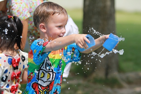 Getting wet at Songkran.