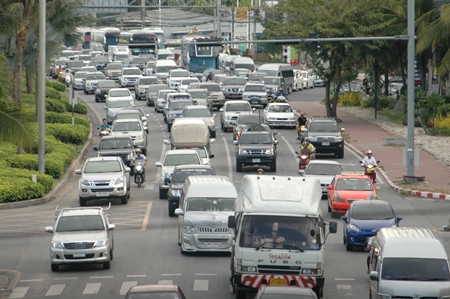 Holiday traffic in Pattaya continues to get worse by the year, as shown here during this year’s relatively minor Labor Day holiday May 1.