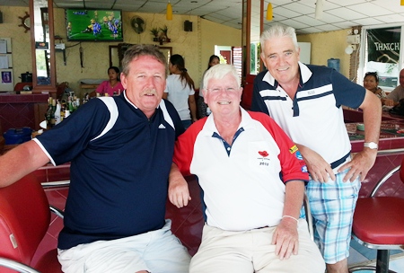 Shay Barnwell, John White and Tom Gorey after Friday’s round at Plutaluang.