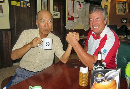 Mashi ‘Strongman’ Kaneta (left) with Mike Gaussa.