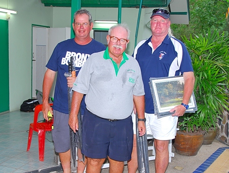 A depleted third placed team pick up their prizes.