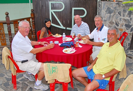 Happy golfers enjoy the moment.