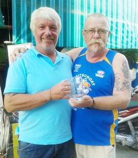 Paul Hack (right) receives his Monthly Mug from Peter Grey.