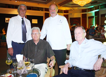 (L to R) Martin Van Bre, Rolf Ramseyer, Royal Cliff Executive Chef Walter Thenisch and Dieter H. Precourt - stars of the wine club one and all.