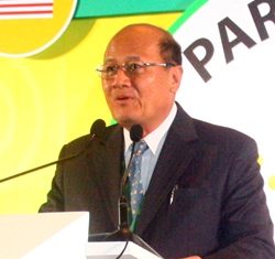 Treasury Department Director-General Naris Chaiyasoot presents his grand opening speech at the 16th Technical Meeting of Mints in ASEAN.