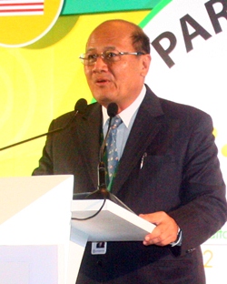 Treasury Department Director-General Naris Chaiyasoot presents his grand opening speech at the 16th Technical Meeting of Mints in ASEAN.